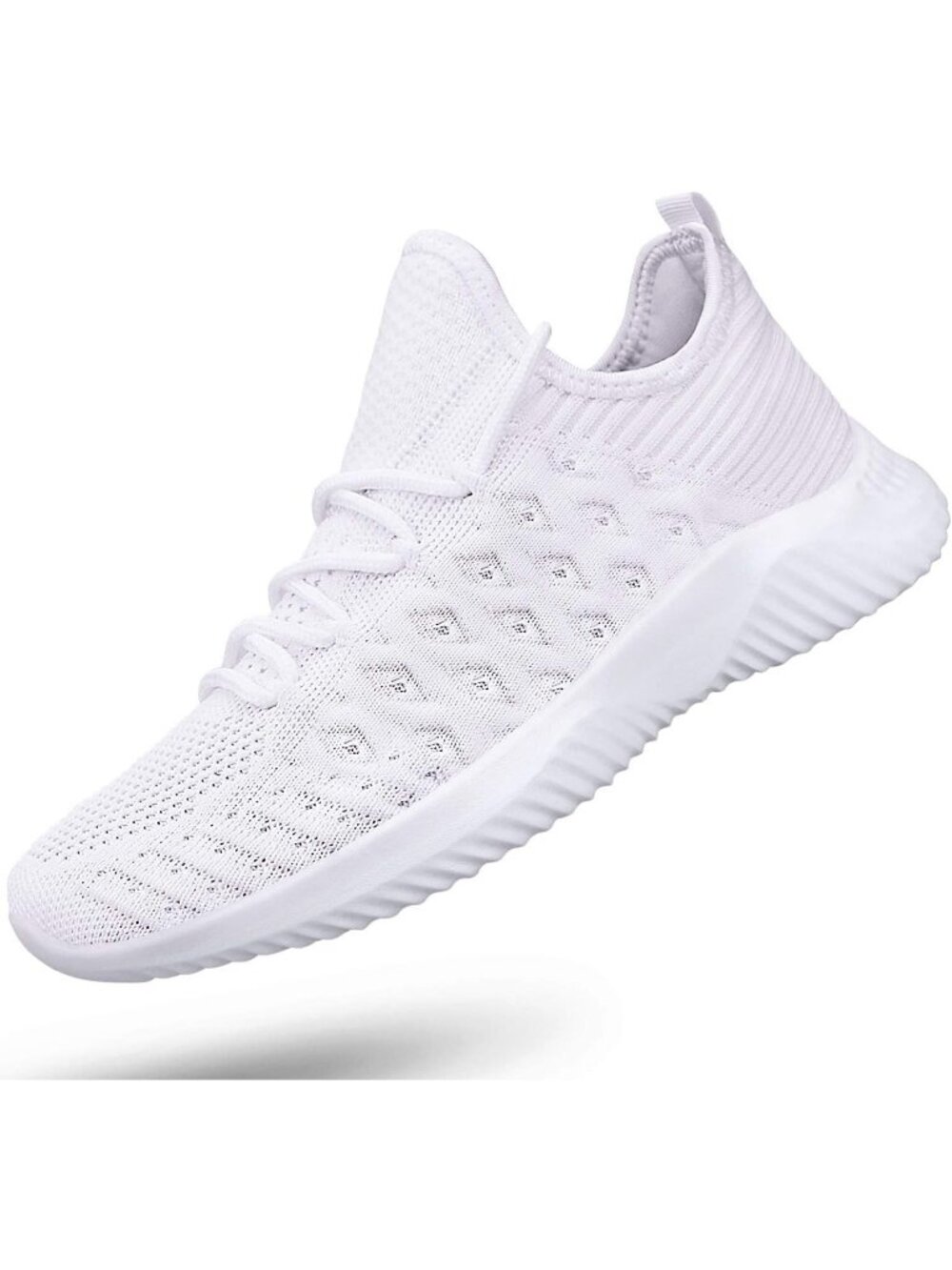 Women's White Non Slip Lightweight Breathable Workout Slip On Walking Sneaker